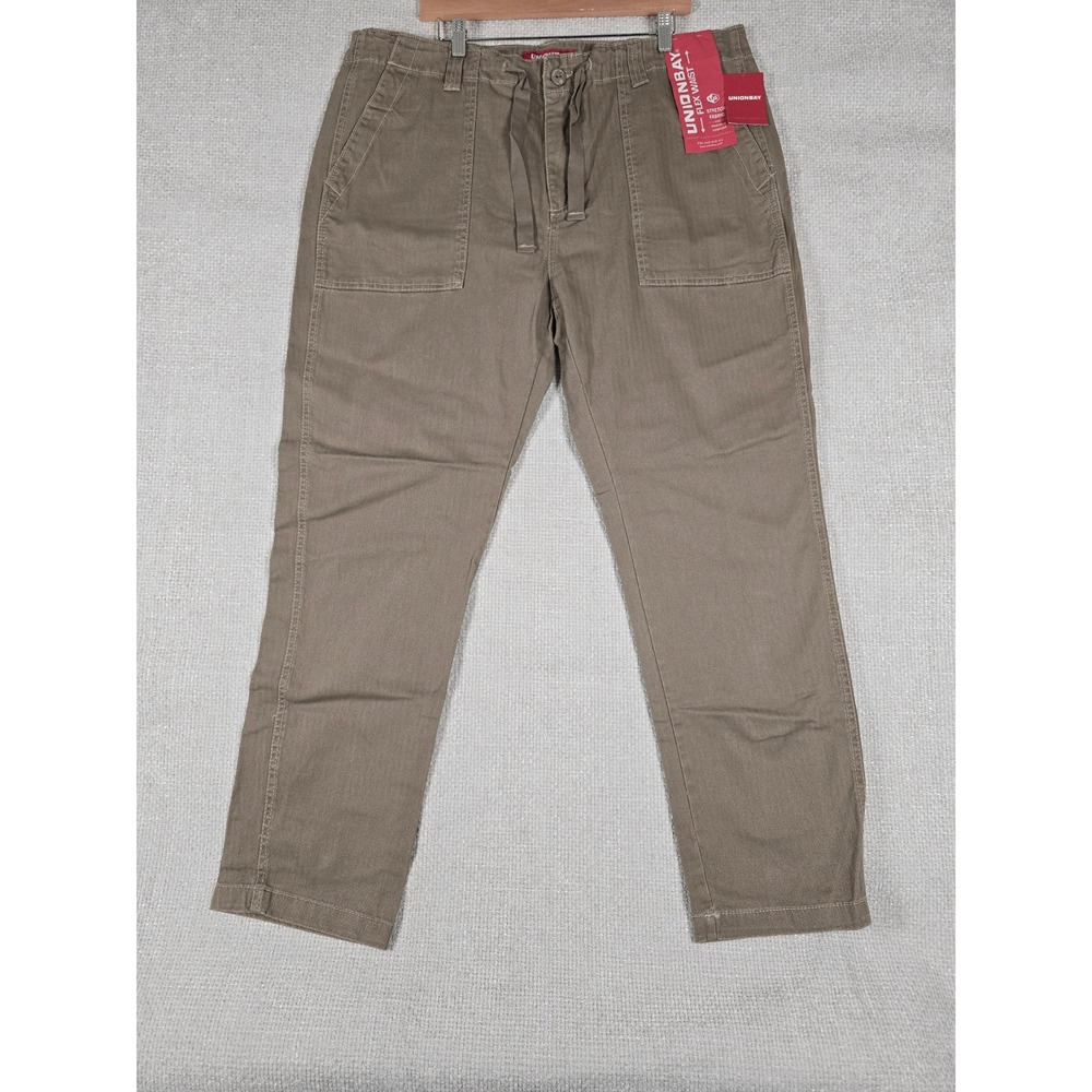 UNIONBAY Men Khaki Flex Waist Stretch Fabric Cargo‎ Pants Size 40 NWT